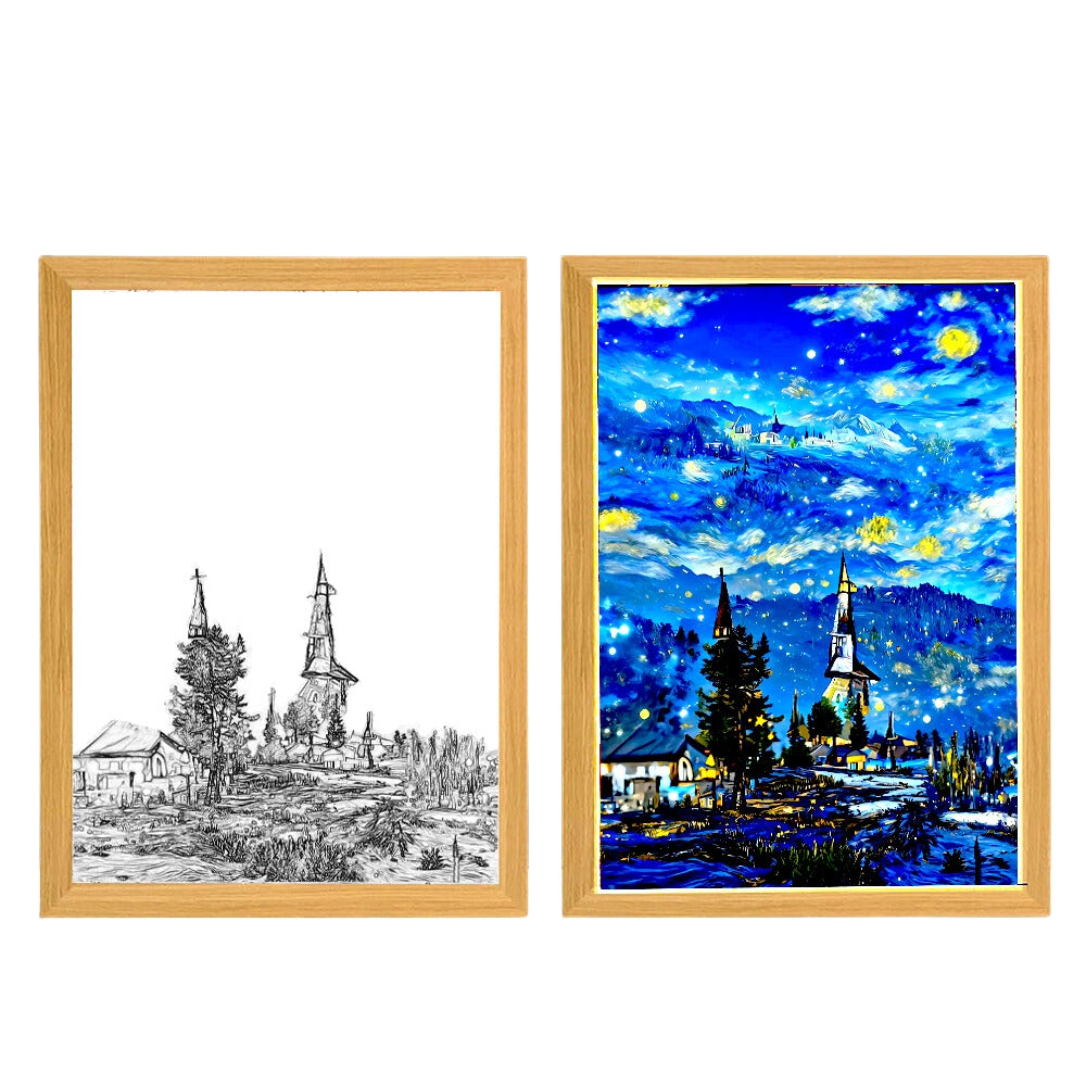 Light Painting Night Light Lamp Van Gogh Starry Sky Wall Art_9