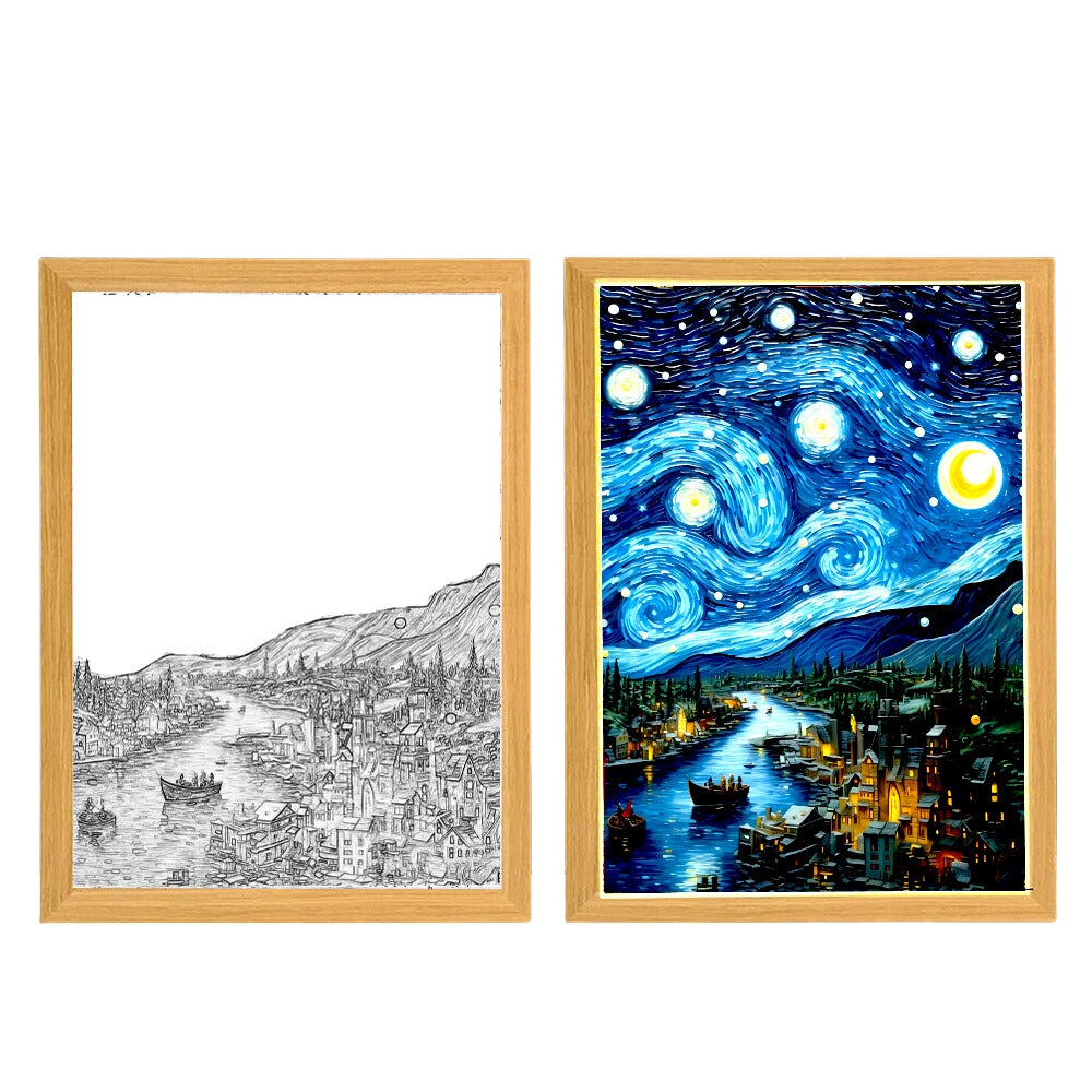 Light Painting Night Light Lamp Van Gogh Starry Sky Wall Art_10