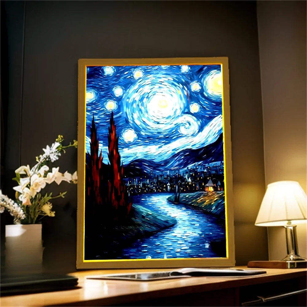 Light Painting Night Light Lamp Van Gogh Starry Sky Wall Art_2