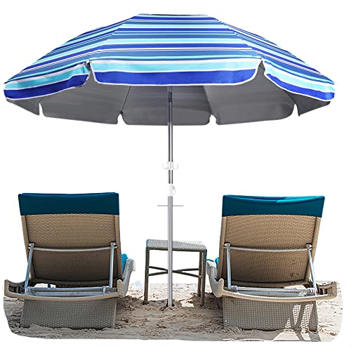 Heavy Duty Windproof Summer Beach Umbrella 2.3m UPF 50+ with Sand Anchor