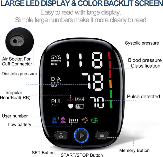 Blood Pressure Monitor Upper Arm Automatic BP with LED Display