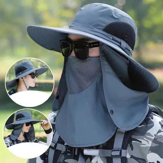 Outdoor Sun Protection Hat with Detachable Face and Neck Flap - UPF 50+