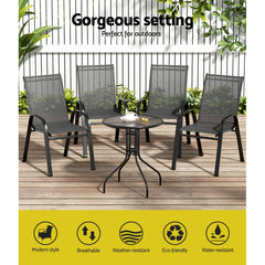 5PC Bistro Set Outdoor Table and Chairs Stackable Outdoor Furniture Black