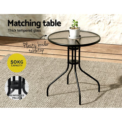 5PC Bistro Set Outdoor Table and Chairs Stackable Outdoor Furniture Black