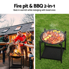 Fire Pit BBQ Grill 2-in-1 Outdoor