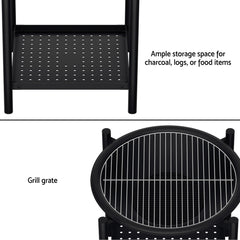 Fire Pit BBQ Grill 2-in-1 Outdoor