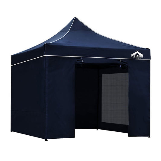 Gazebo Pop Up Marquee 3x3 Folding Tent Gazebos Camping 500D Oxford Navy