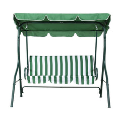 Canopy Swing Chair - Outdoor Garden Bench for 3 Seater Comfort, White and Green