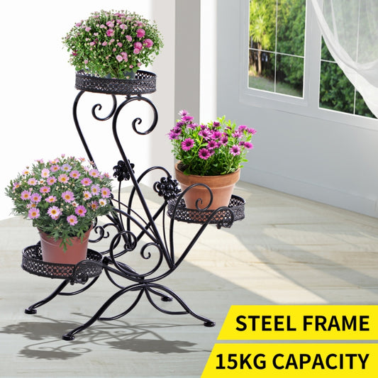 Plant Stand Outdoor Indoor Metal Flower Pots Rack Corner Planter Shelf