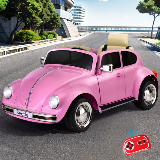 Volkswagen Beetle Kids Ride On Car Electric Toys Horn Remote 6V Pink 3-8 Yr