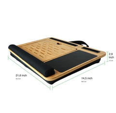 Bamboo Laptop Lap Desk with Cushion and Angle Adjustable for Office and Home