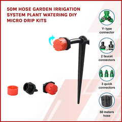 DIY 50M Micro Drip Kit Hose Garden Irrigation System Plant Watering