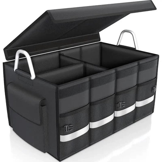 50L  Foldable Car Storage Box with Metal Handle - Foldable Trunk Organizer for Efficient Vehicle Storage 50*35*30cm