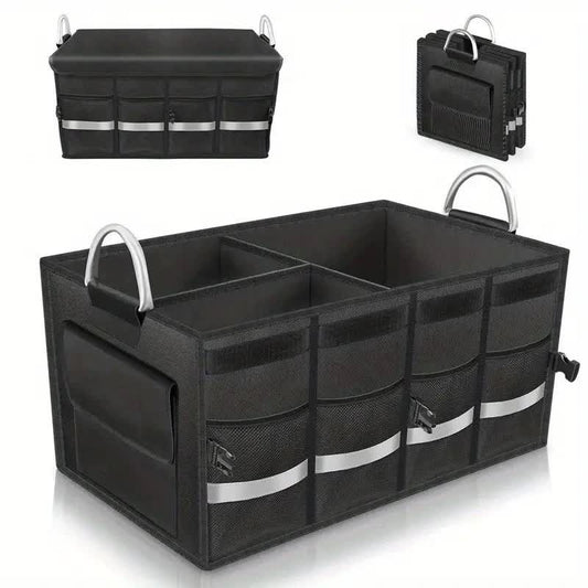 50L  Foldable Car Storage Box with Metal Handle - Foldable Trunk Organizer for Efficient Vehicle Storage 50*35*30cm