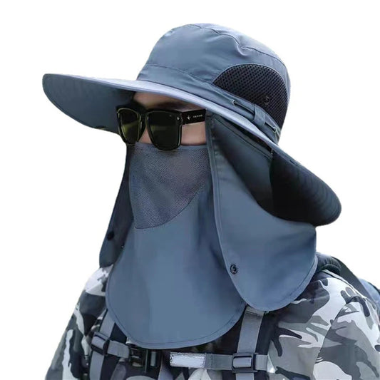 Outdoor Sun Protection Hat with Detachable Face and Neck Flap - UPF 50+