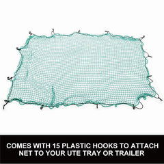 2x3m Ute Trailer Truck Net - Nylon 35mm Mesh with Bungee Cord and 15 Free Hooks