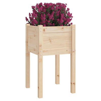 Solid Pinewood Planter Stand White 40x40x70 cm