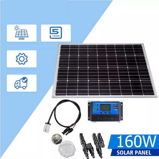 12V 160W Portable Monocrystalline Solar Panel Kit