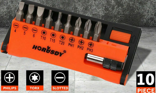 10Pc Drill Screwdriver Bits with Magnetic Holder