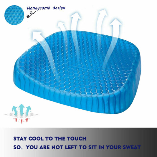 Gel Honeycomb Seat Cushion Chair Floor Car Flex Back Support Spine Breathable Protector Relief Blue