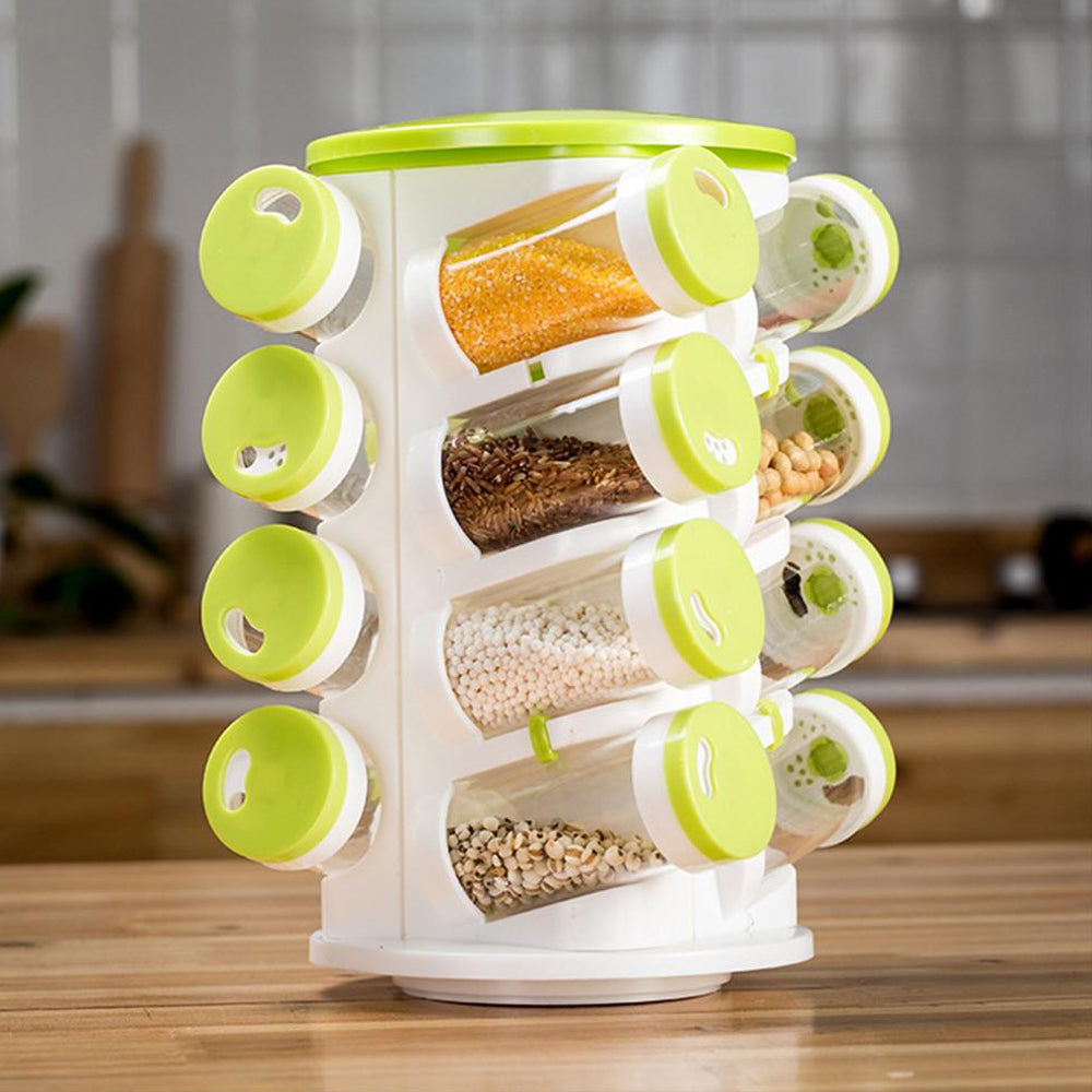 Revolving Transparent Spice Rack Seasoning Rotating Organizer_2