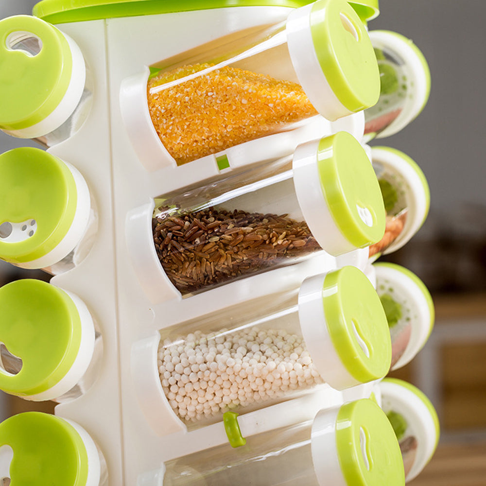 Revolving Transparent Spice Rack Seasoning Rotating Organizer_4