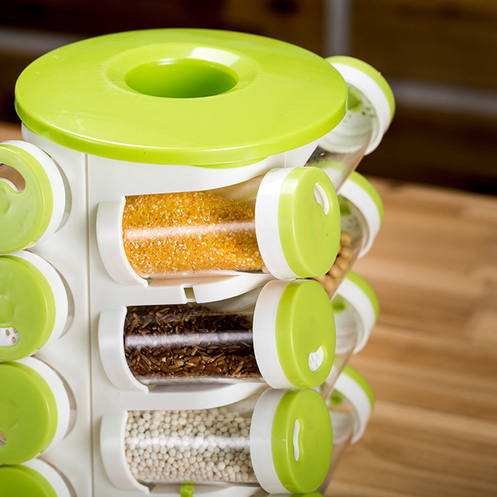 Revolving Transparent Spice Rack Seasoning Rotating Organizer_5