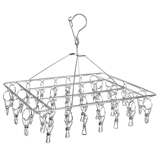 60 Pegs Stainless Steel Sock Underwear Hanging Drying Rack_0