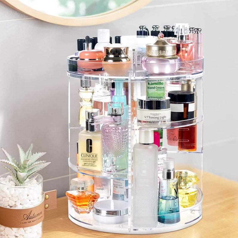 360° Rotating Acrylic Makeup Organiser Clear Cosmetics Storage Box_11