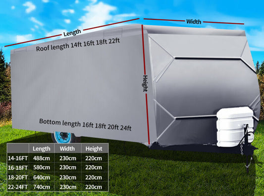 Heavy Duty Caravan Campervan Cover 4 Layer UV Shield Carry bag Pop Top Covers 14-24FT 480-740CM