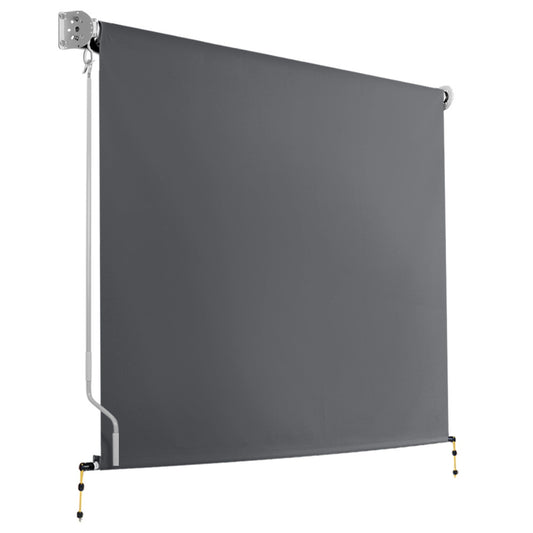 1.8m x 2.5m Retractable Roll Down Awning - Grey