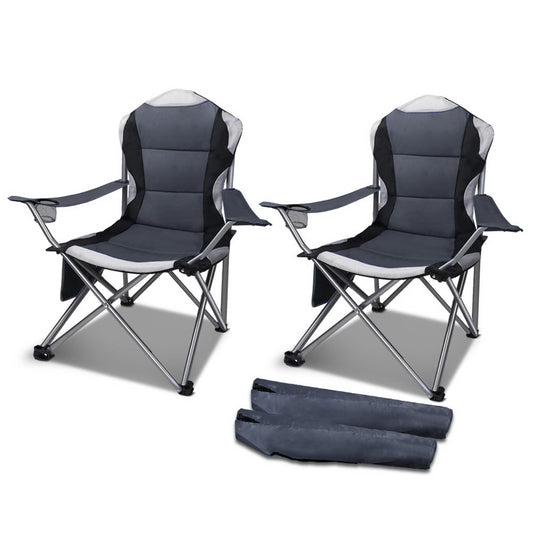 Portable Steel Folding Camping Armchair x2