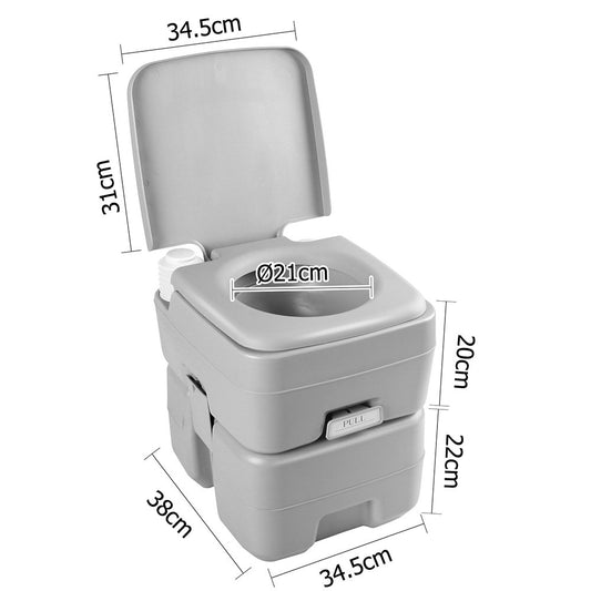 20L Portable Outdoor Camping Toilet - Grey