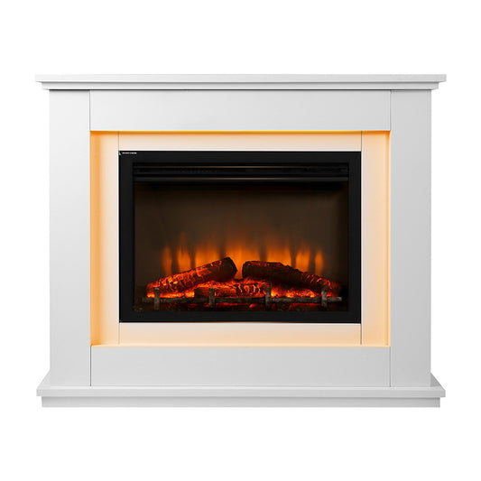 2000W Electric Fireplace Mantle Portable Fire Log Wood Heater 3D Flame Effect White