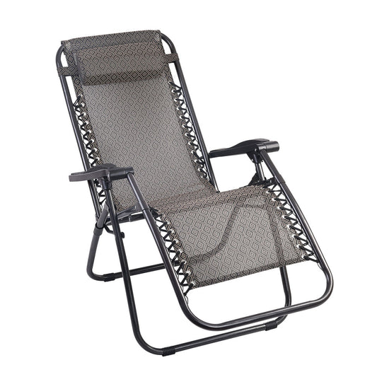 Zero Gravity Recliner Chair Outdoor Sun Lounge Beach Chair Camping - Beige