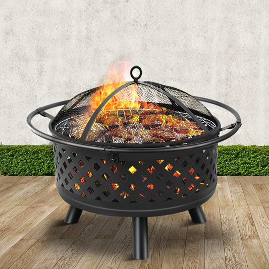 Fire Pit BBQ Grill Smoker Portable Outdoor Fireplace Patio Heater Pits 30"