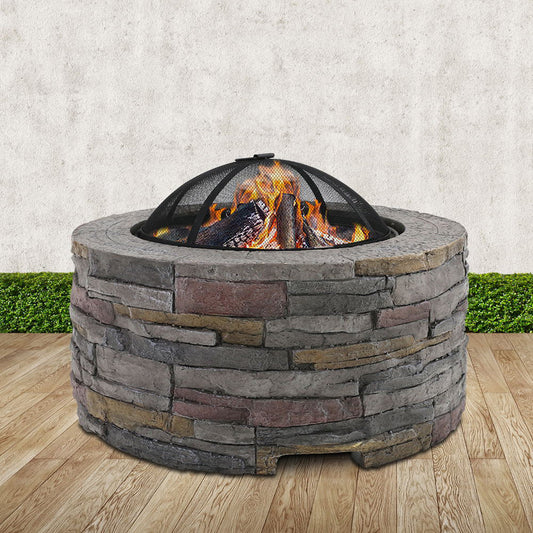 Faux stone Fire Pit Outdoor Fireplace Garden Firepit Heater