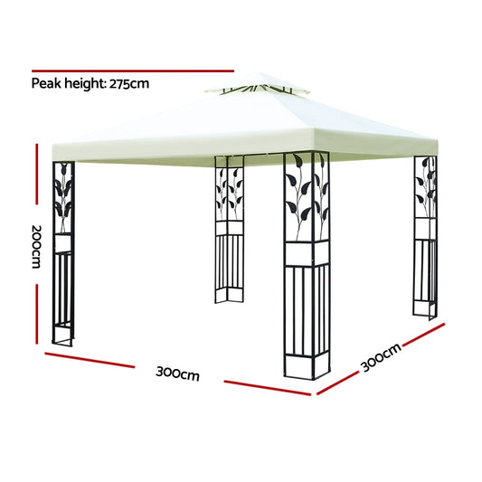 Gazebo 3x3m Marquee Outdoor Party Wedding Gazebos Tent Iron Art