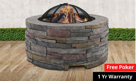 Faux stone Fire Pit Outdoor Fireplace Garden Firepit Heater