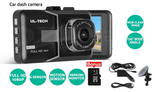 UL-TECH Dash Camera 1080P HD Cam Car Recorder DVR Video Vehicle Carmera 32GB