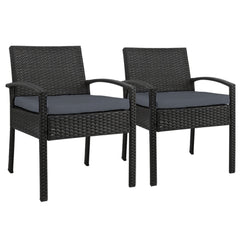 Set of 2 Outdoor Dining Wicker Chairs