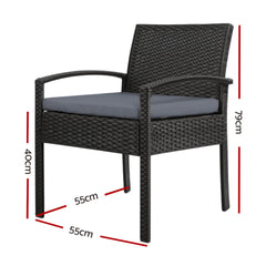 Set of 2 Outdoor Dining Wicker Chairs