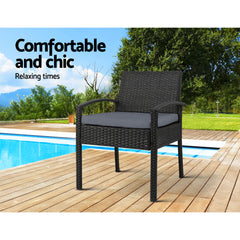 Set of 2 Outdoor Dining Wicker Chairs