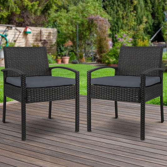 Set of 2 Outdoor Dining Wicker Chairs