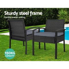 Set of 2 Outdoor Dining Wicker Chairs