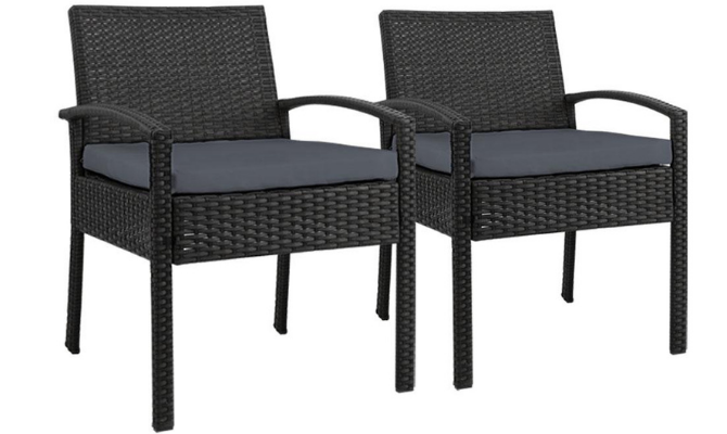 Set of 2 Outdoor Dining Wicker Chairs