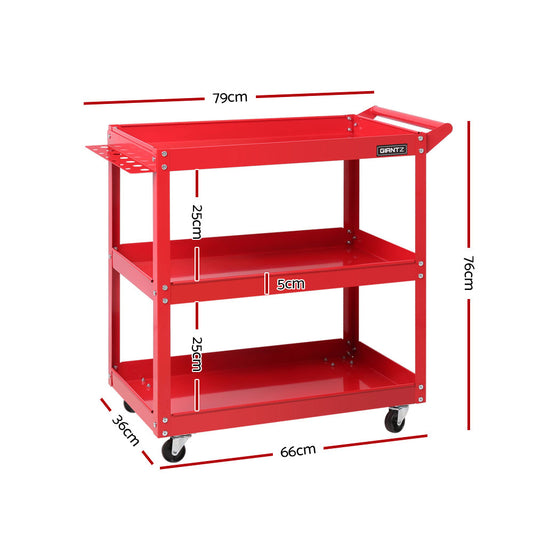 Heavy Duty 3 Tier Tool Steel Cart Trolley Mechanic Storage Organizer Red