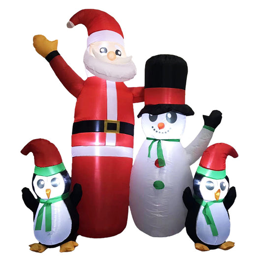 1.8m Santa Snowman and Penguin Greeting Christmas Inflatable with LED