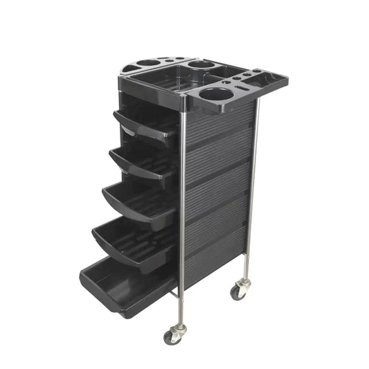 5 Drawer Hairdressing Trolley Black  Hair Salon Beauty Rolling Cart