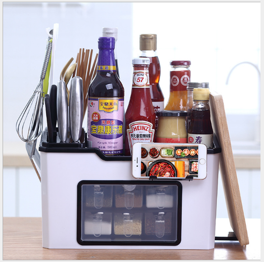 Multifunction Kitchen Utensils Condiment Storage Rack Seasoning Storage Box